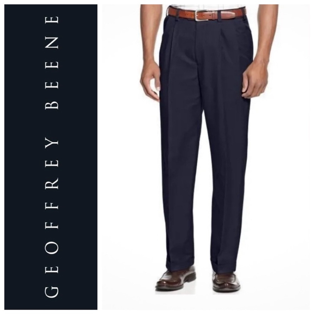 Geoffrey Beene Trousers Dress Pants navy pleats pinstripe office classic 44W 32L